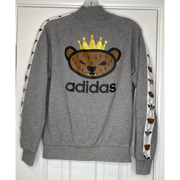 Adidas X NIGO Mens‎ Bear Full Zip Sweatshirt Gray Size XS